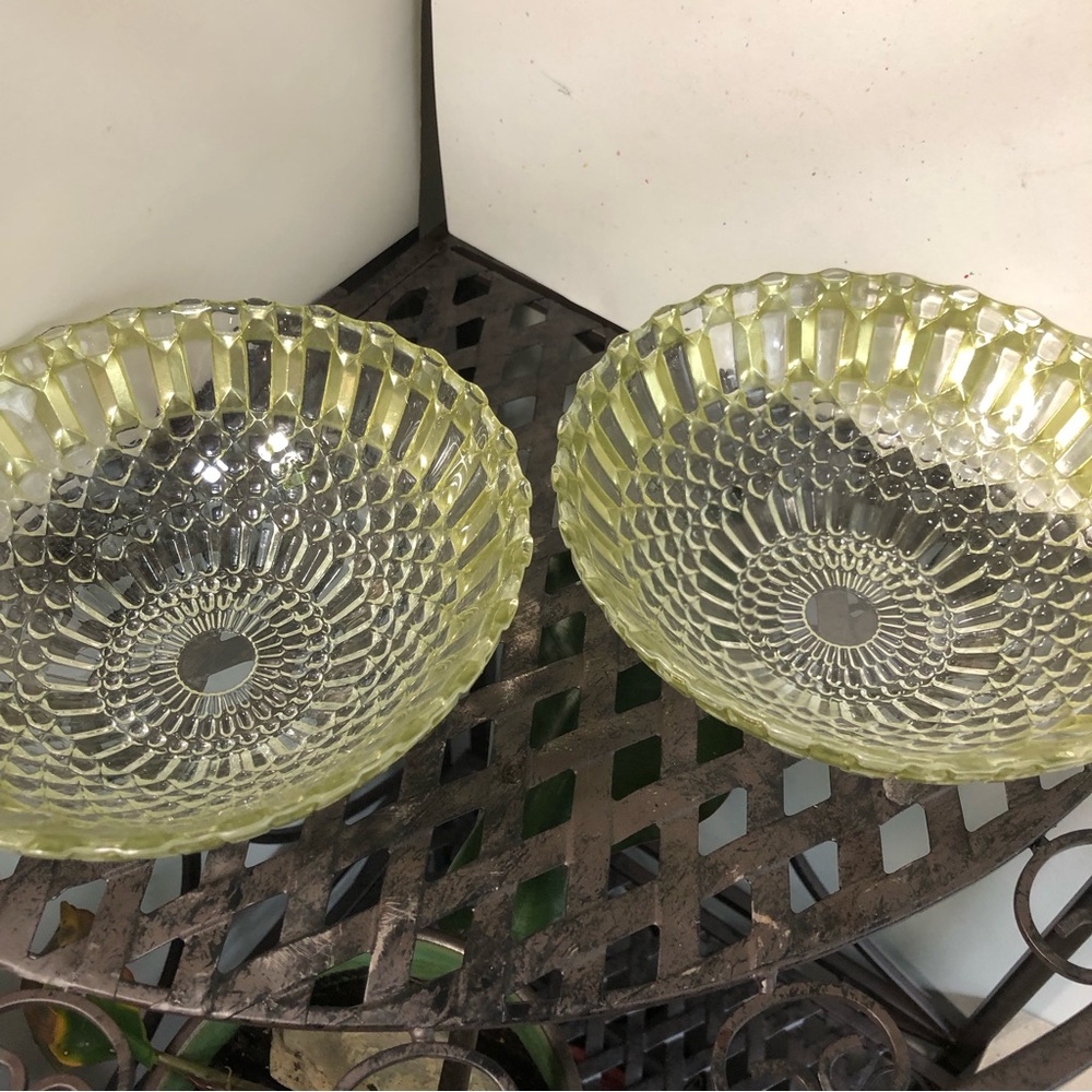 Candy Bowls, gold/green, 6.75” diameter